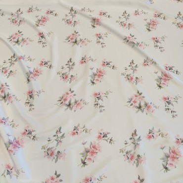 Вискозный атлас стрейч Vella с принтом розочки