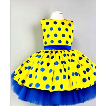 Армани шелк стрейч синий горох на желтом