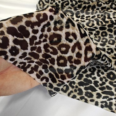 Сетка стрейч бельевая гимнастическая с принтом леопарда
