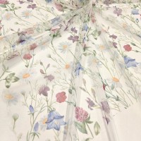 Сетка стрейч с полевыми цветами