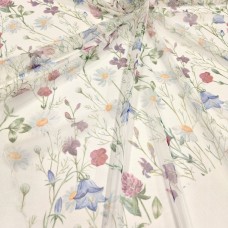 Сетка стрейч с полевыми цветами