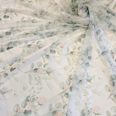 Сетка стрейч с цветочным принтом розы