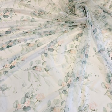 Сетка стрейч с цветочным принтом розы