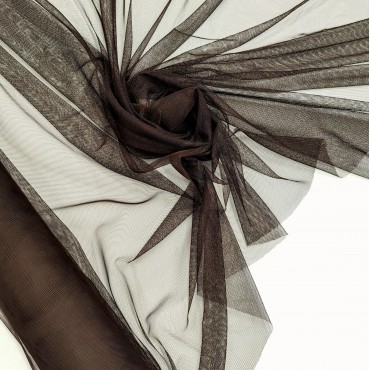 Фатин стрейч темно коричневый цвет