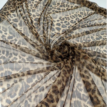 Сетка стрейч с леопардовым принтом