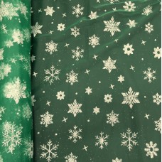 Фатин с снежинками зеленый цвет