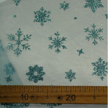Фатин снежинки - цвет голубой 29