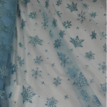 Фатин снежинки - цвет голубой 29