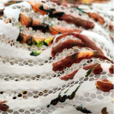 Плательный неопрен сетка с цветочным принтом