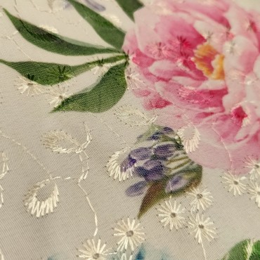 Шитье с принтом розово голубая гортензия