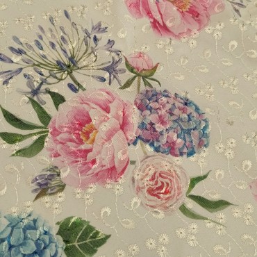 Шитье с принтом розово голубая гортензия