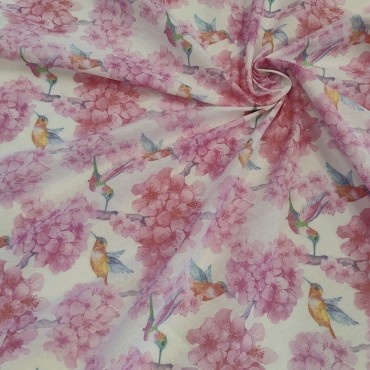 Полулен с цветочным принтом и колибри