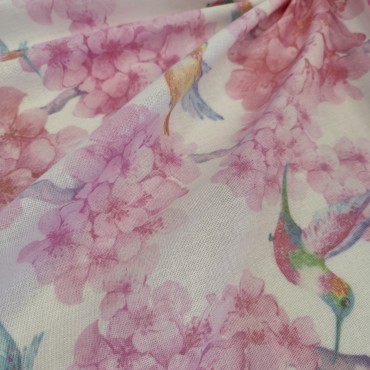 Полулен с цветочным принтом и колибри