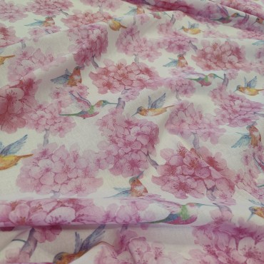 Полулен с цветочным принтом и колибри