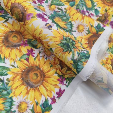 Поплин плательный с подсолнухами