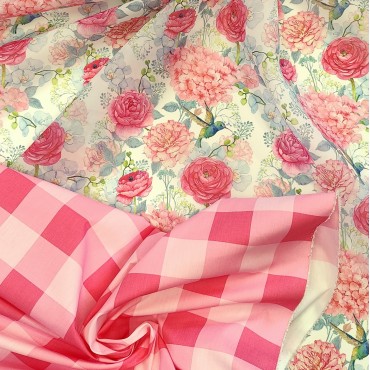 Поплин плательный клетка в стиле Barbiecore