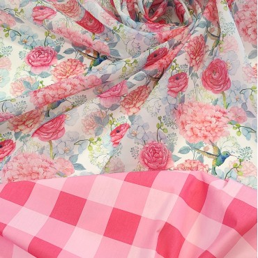 Поплин плательный клетка в стиле Barbiecore