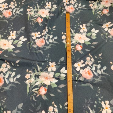 Поплин плательный с красивым принтом розы