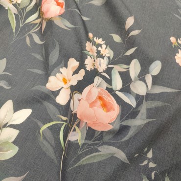 Поплин плательный с красивым принтом розы