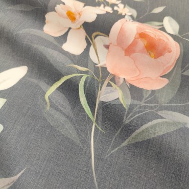 Поплин плательный с красивым принтом розы