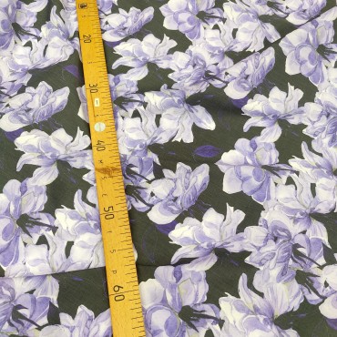 Поплин плательный с акварельными розами цвета индиго