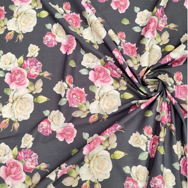 Поплин плательный с красивыми розами