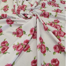 Поплин плательный с красными розами