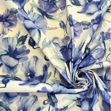 Поплин плательный с цветочным принтом