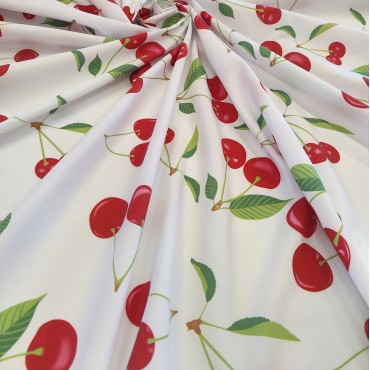 Поплин плательный с вишенками