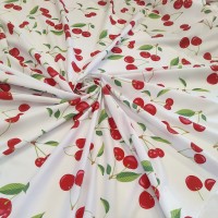 Поплин плательный с вишенками