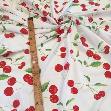 Поплин плательный с вишенками