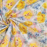 Поплин плательный пионы тюльпаны и анютины глазки