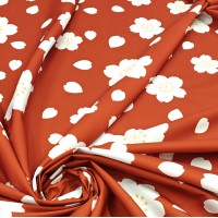 Поплин плательный с белыми цветочками японской сливы