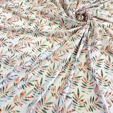 Поплин плательный с акварельными листиками