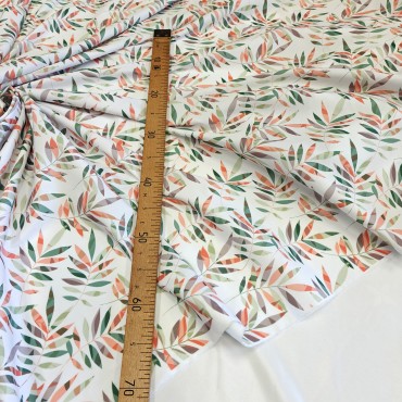 Поплин плательный с акварельными листиками