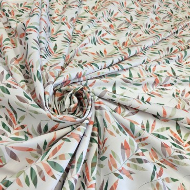 Поплин плательный с акварельными листиками