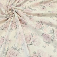 Лен плательный с акварельными пионами