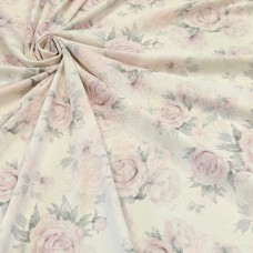 Лен плательный с акварельными пионами