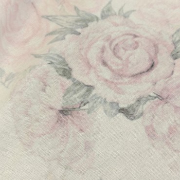 Лен плательный с акварельными пионами