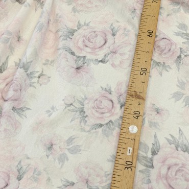 Лен плательный с акварельными пионами