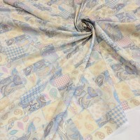 Поплин плательный с принтом в стиле пэчворк