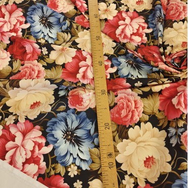 Плательный поплин с винтажным цветочным мотивом