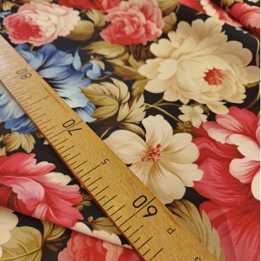 Плательный поплин с винтажным цветочным мотивом