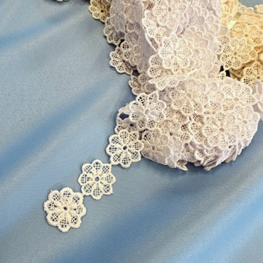 Кружево макраме узенькое белого цвета