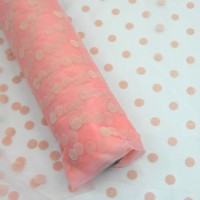 Фатин в горошек нежно коралловый цвет 53L