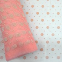 Фатин с горошками нежно коралловый цвет 53L
