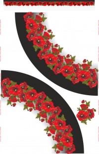 Купон ткани с принтом Маки под крой юбка полусолнце