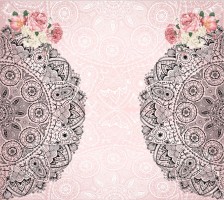 Стрейч атлас Розы с узором