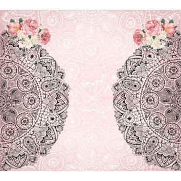 Стрейч атлас Розы с узором